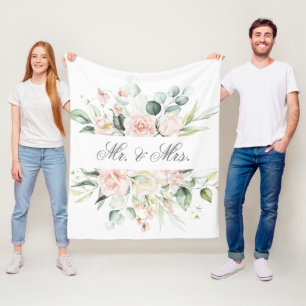 Cobertor De Velo Elegante Flor de Rosa Cor-de-rosa Aquarela Sr. & S