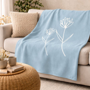 Cobertor De Velo Elegante Flor Simples Azul Poeirento