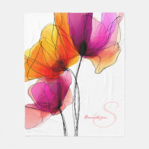 Cobertor De Velo Elegante Floral Abstrato Aquarela Personalizado