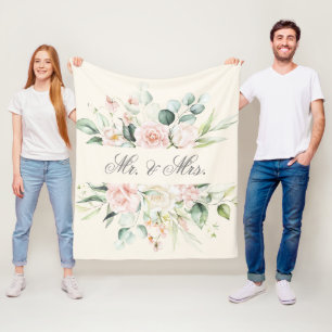 Cobertor De Velo Elegante Floral Cor de Água Blush Rosa & Sra.