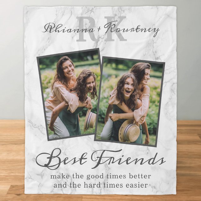 Cobertor De Velo Elegante Marble Best Friends Foto Fleece Blanket (Criador carregado)