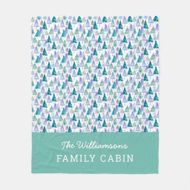 Cobertor De Velo Elegante Moderno Árvores de Natal Verde e Lilac (Frente)