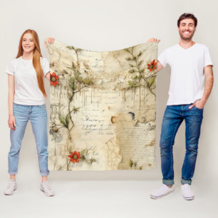Cobertor De Velo Elegante Nota de Amor Floral Vintage