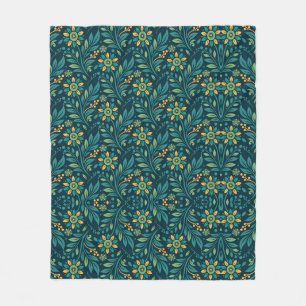 Cobertor De Velo Elegante padrão floral em amarelo e azul