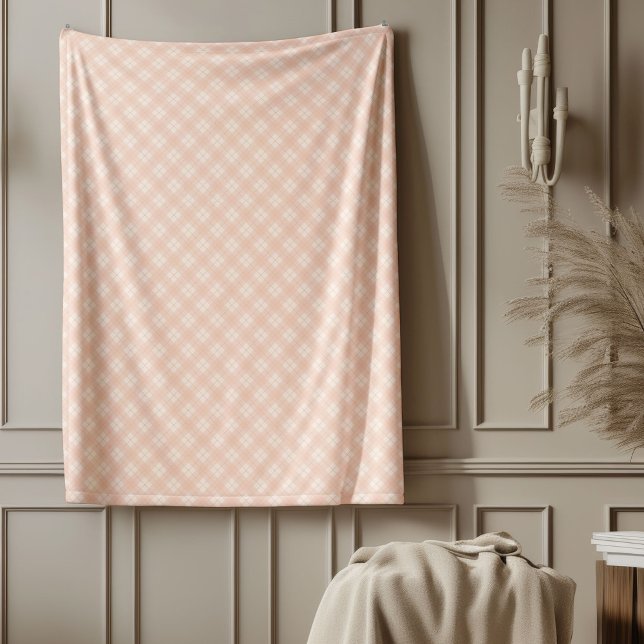 Cobertor De Velo Elegante Pastel Coral Xadrez verificado Tartan (Elegant Pastel Coral Plaid Checkered Tartan Fleece Blanket)