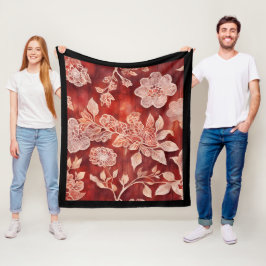 Cobertor De Velo Elegante Renda Floral Vintage vermelha e branca