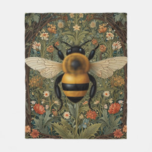 Cobertor De Velo Elegante retro bumblebee boho botânico arte floral