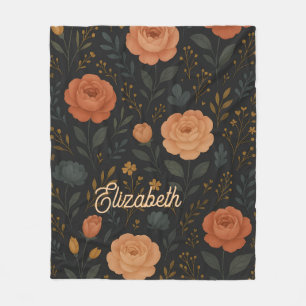 Cobertor De Velo Elegante Rosa e Peony Floral Fleece Blanket