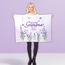 Cobertor De Velo Elegante Roxo Dourado Lavanda Nós Te Amamos Vovó