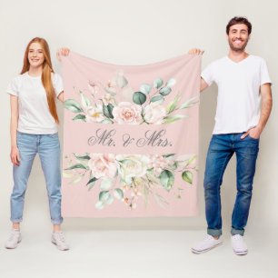 Cobertor De Velo Elegante Sr. & Sra. Aquarela Rosa Floral F