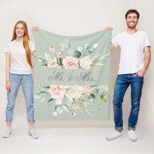 Cobertor De Velo Elegante Sr. & Sra. com Floral Rosa Água-forte