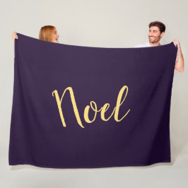 Cobertor De Velo Elegante texto NOEL em fundo roxo profundo e rico