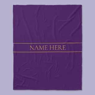 Cobertor De Velo Elegante Texto Personalizável Dourado & Roxo Fun