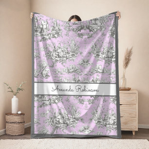 Cobertor De Velo Elegante toile de jouy floral rosa vintage