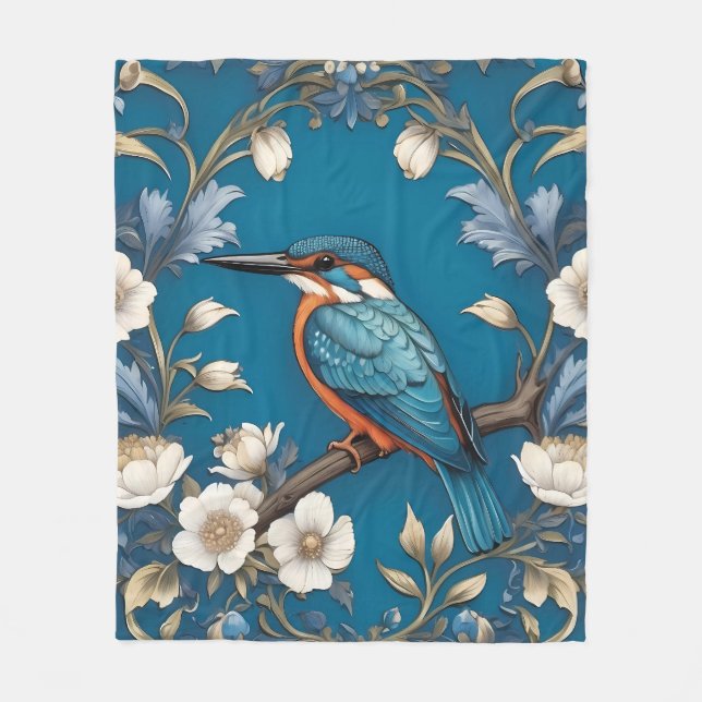 Cobertor De Velo Elegante Turquoise Kingfisher Floral (Frente)