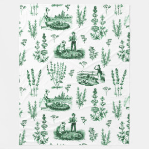 Cobertor De Velo Elegante Vintage Herbal Garden Sage Green Toile