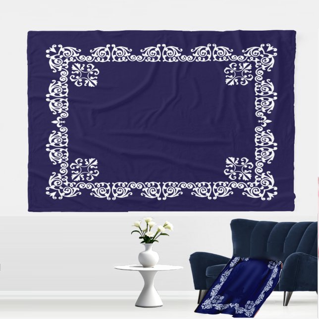 Cobertor De Velo Elegante White Lace Vetor em Azul Marinho (Criador carregado)