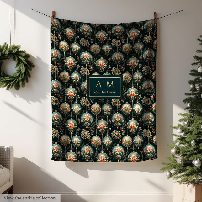 Cobertor De Velo Elegantes enfeites de luxo vermelhos e dourados pa (Elegant deep red & gold luxury baubles throw gift Fleece Blanket)