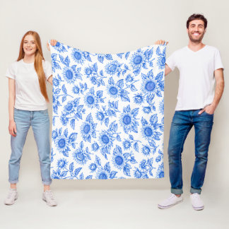 Cobertor De Velo Elegantes Girassóis Toile du Jouy - Botânica Azul