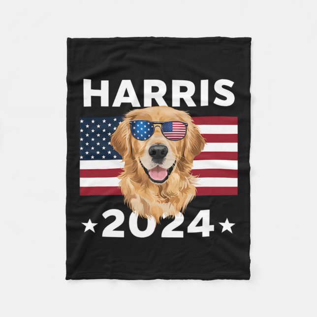 Cobertor De Velo Eleição Kamala Harris 2024 Ouro Retriever Dog U (Frente)