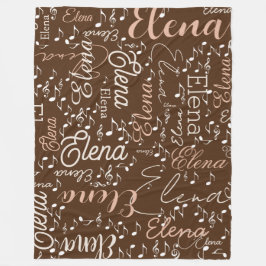 Cobertor De Velo Elena personalizou notas musicais marrom