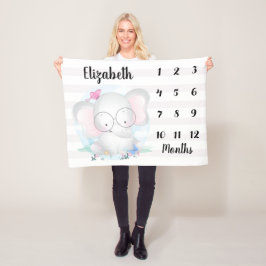 Cobertor De Velo Elephant Butterflies Baby Milestone