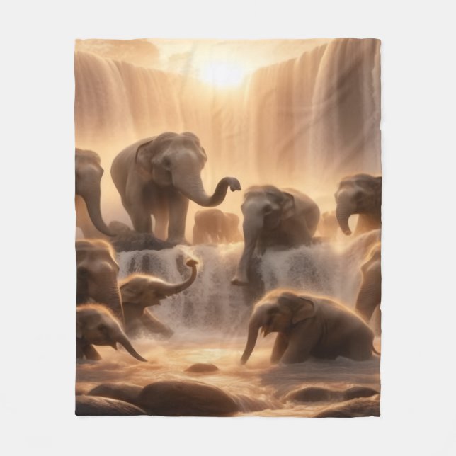 Cobertor De Velo Elephant Herd Fleece Blanket (Frente)