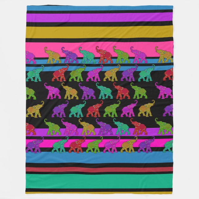 Cobertor De Velo Elephant Walk & Stripes Pattern + suas ideias (Frente)