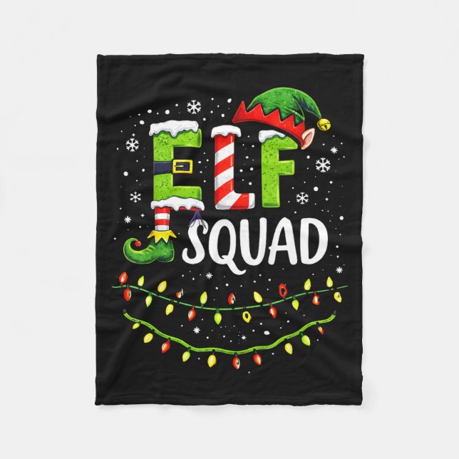 Cobertor De Velo Elf Squad Christmas Lights Matching Holiday Crew  (Frente)