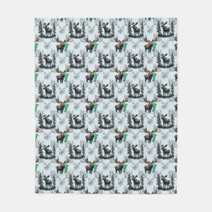 Cobertor De Velo Elk Moose Antlers Deer Pattern Design