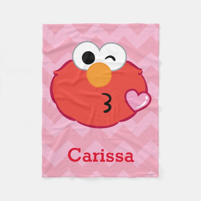 Cobertor De Velo Elmo Face Jogando um Beijo | Adicione seu nome (Frente)