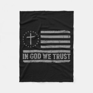 Cobertor De Velo Em Deus Confiamos Cruz de Jesus Bandeira EUA Fé Re