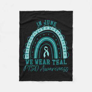 Cobertor De Velo Em junho Vestimos Teal Ribbon Rainbow Warrior Ptsd
