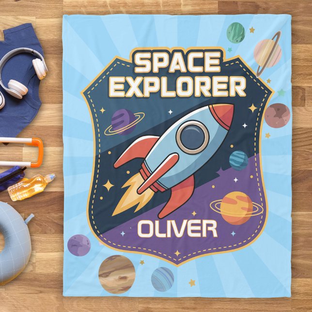 Cobertor De Velo Emblema de Explorador Espacial Fofo (Criador carregado)