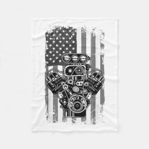 Cobertor De Velo Êmbolo de Carro Musculoso Antigo Bandeira American