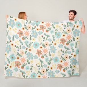 Cobertor De Velo Embrulho Branco com Design Floral Colorido e Delic