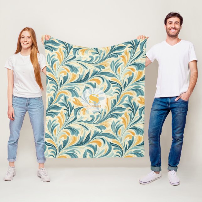 Cobertor De Velo Emerald Green e Dourada Paisley Leaf Pattern (In Situ)