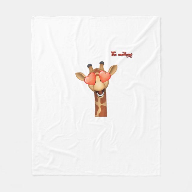 Cobertor De Velo emoji feliz amor olhos girafa (Frente)