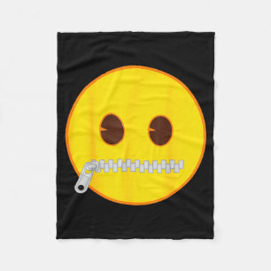 Cobertor De Velo Emoji Oficial Rosto Sorriso Amarelo Boca Zíper 