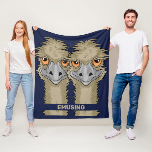 Cobertor De Velo Emusendo Funny Emu Pun Flor Azul Médio