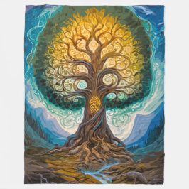 Cobertor De Velo Encantadora Árvore Luminosa Yggdrasil Paisagem Mág