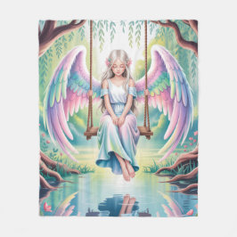 Cobertor De Velo Encantando Angel Girl em um balanço