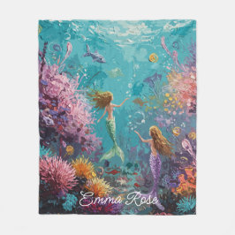 Cobertor De Velo Enchanted Mermaid Underwater Scene