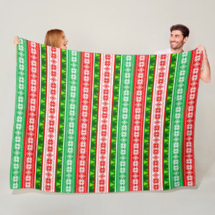 COBERTOR DE VELO ENFEITES DE NATAL DESIGN VERMELHO BRANCO VERDE