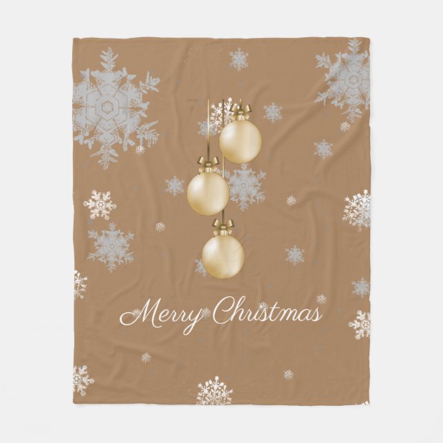 Cobertor De Velo Enfeites de natal Dourados Fleece Blanket (Frente)