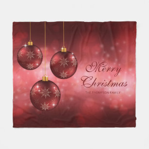 Cobertor De Velo Enfeites de Natal Vermelhos com Texto Personalizad
