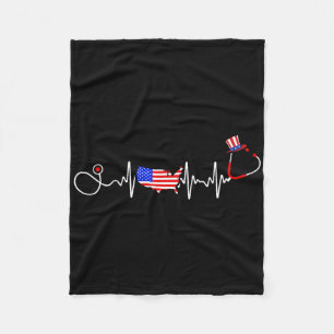 Cobertor De Velo Enfermeira Americana Em 4 De Julho, Mapa Patriótic