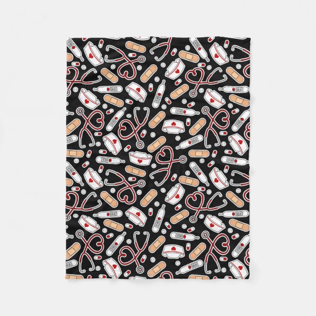 Cobertor De Velo Enfermeira Amor Fundo Negro Impressão (Frente)