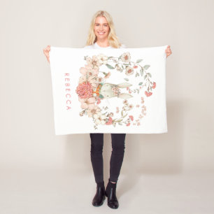 Cobertor De Velo Enfermeira De Bebê Coelhinha Botânica Vintage