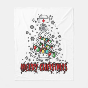 Cobertor De Velo Enfermeira de Natal Merry Shirt Stethoscope Tree L